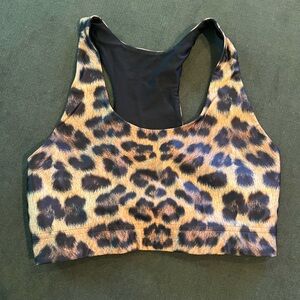 Terez Hi-Shine Sports Bra in Leopard Goals Size M